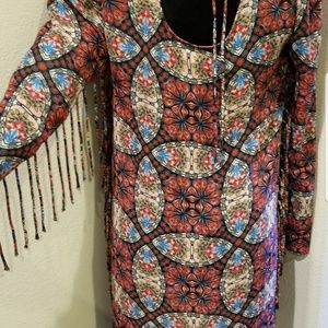 Glamorous Medallion print mini dress/top with fringe